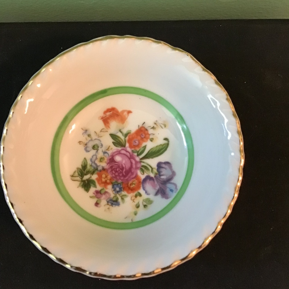 Vintage Japanese Floral Saucer Dish Trinket‎ Jewelry Dish